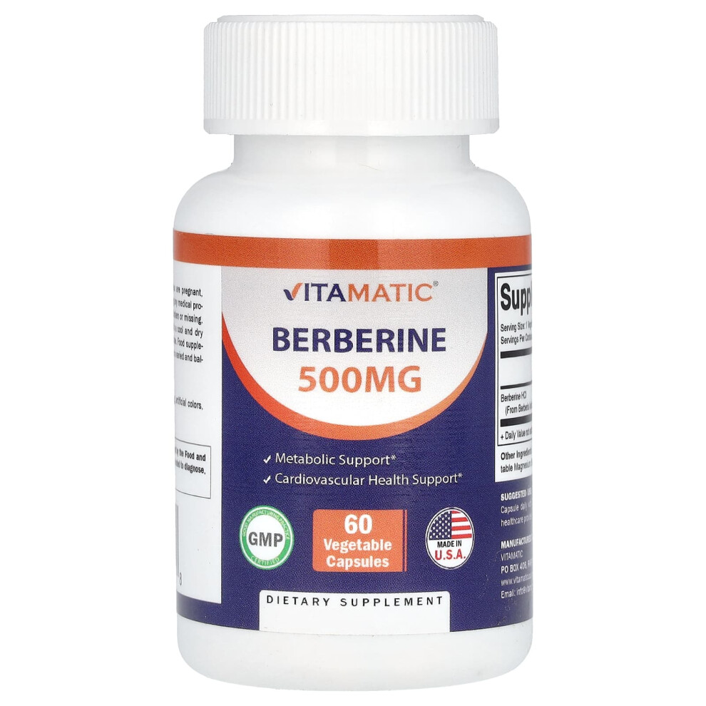 Vitamatic , Berberine, 500 Mg, 60 Vegetable Capsules