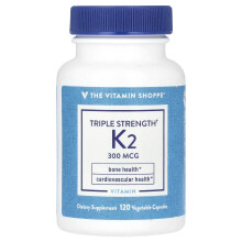 The Vitamin Shoppe, Dreifache Stärke Vitamin K2, 300 mcg, 120 pflanzliche Kapseln
