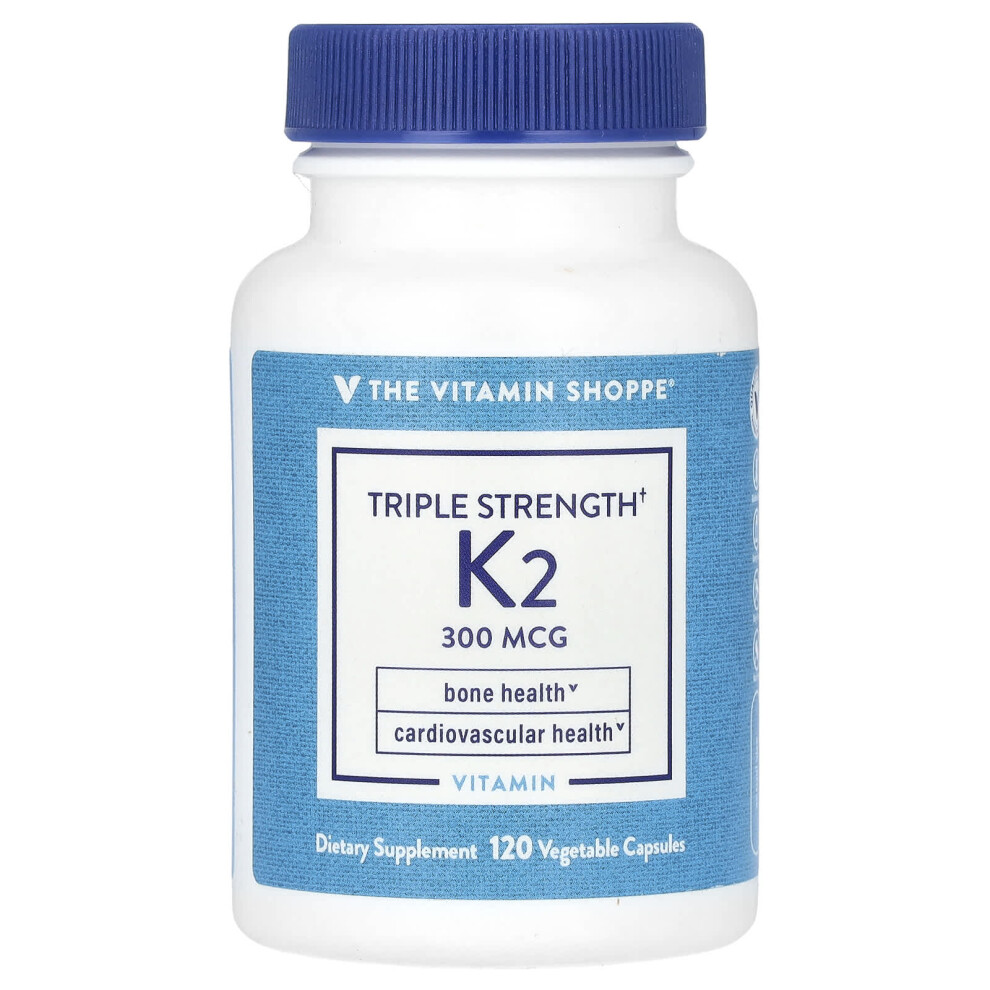 The Vitamin Shoppe , Triple Strength Vitamin K2, 300 Mcg, 120 Vegetable Capsules