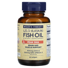 Wiley's Finest, Wild Alaska-Fischöl, Spitzen-DHA, 60 Softgels