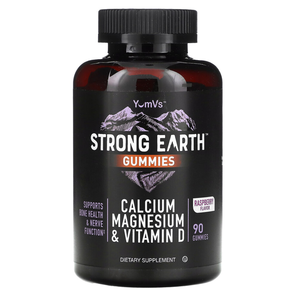 Yumv's , Strong Earth Gummies, Calcium Magnesium & Vitamin D, Raspberry, 90 Gummies