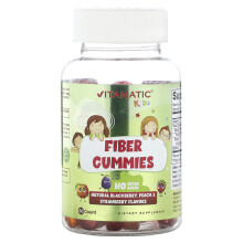 Vitamatic, Gommes de Fibres pour Enfants, Saveurs Mûre, Pêche et Fraise Naturelles, 60 Gommes