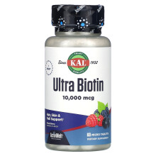 KAL, Ultra Biotin, ActivMelt, Gemischte Beeren, 10.000 mcg, 60 Mikrotabletten
