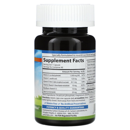 Carlson, Nutriments Sanguins, 40 Gélules 1