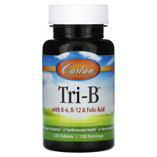Carlson, Tri-B avec B-6, B-12 et Acide Folique, 120 Comprimés