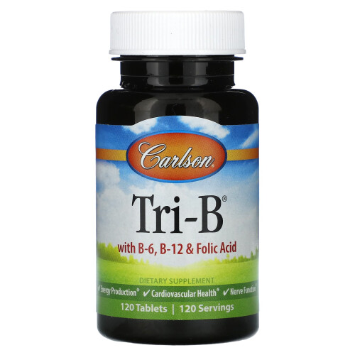 Carlson, Tri-B avec B-6, B-12 et Acide Folique, 120 Comprimés