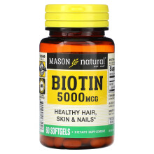Mason Natural, Biotin, 5.000 mcg, 60 Weichkapseln
