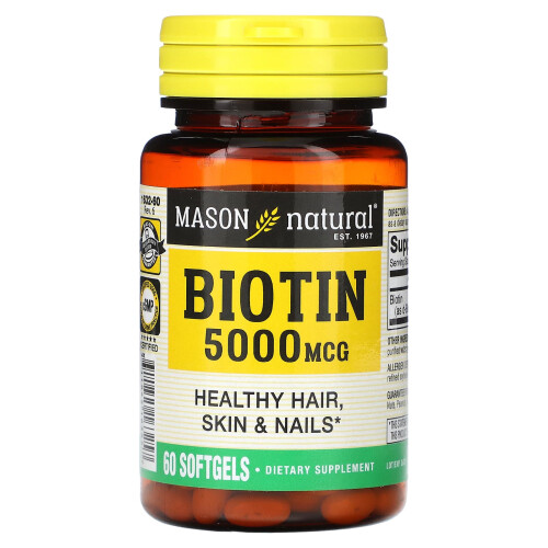Mason Natural, Biotin, 5.000 mcg, 60 Weichkapseln