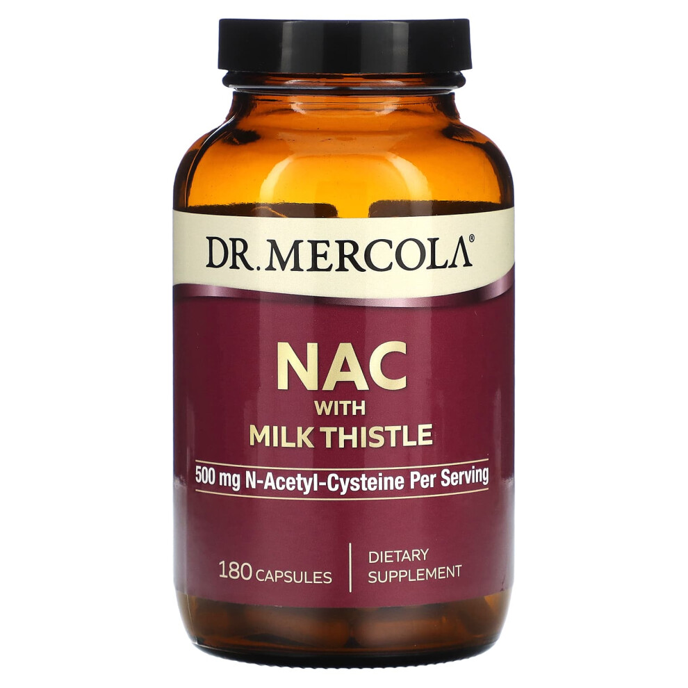 Dr. Mercola , Nac With Milk Thistle, 500 Mg, 180 Capsules (250 Mg Per Capsule)