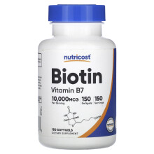Nutricost, Biotin, Vitamin B7, 10.000 mcg, 150 Softgels