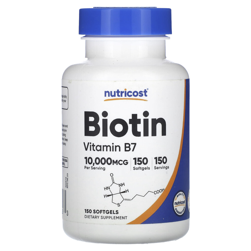 Nutricost , Biotin, Vitamin B7, 10,000 Mcg, 150 Softgels