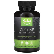 Nested Naturals, Choline, Bitartrate de L(+) Choline, 90 Gélules Végétaliennes