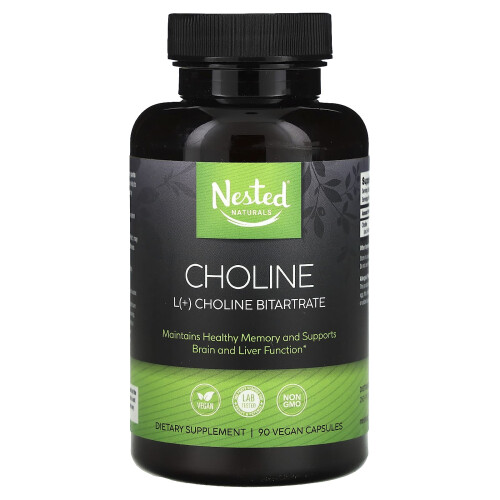 Nested Naturals, Cholin, L(+) Cholinbitartrat, 90 vegane Kapseln