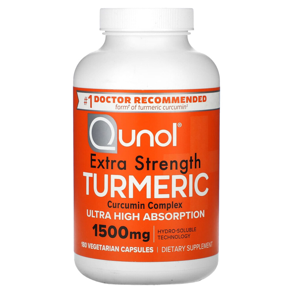 Qunol , Extra Strength Turmeric, 1,500 Mg, 180 Vegetarian Capsules (500 Mg Per Capsule)