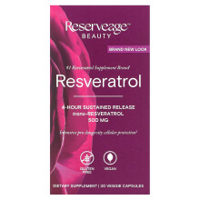 Reserveage Beauty, Resveratrol, 4-Stunden verlängerte Freisetzung, 500 mg, 30 vegetarische Kapseln