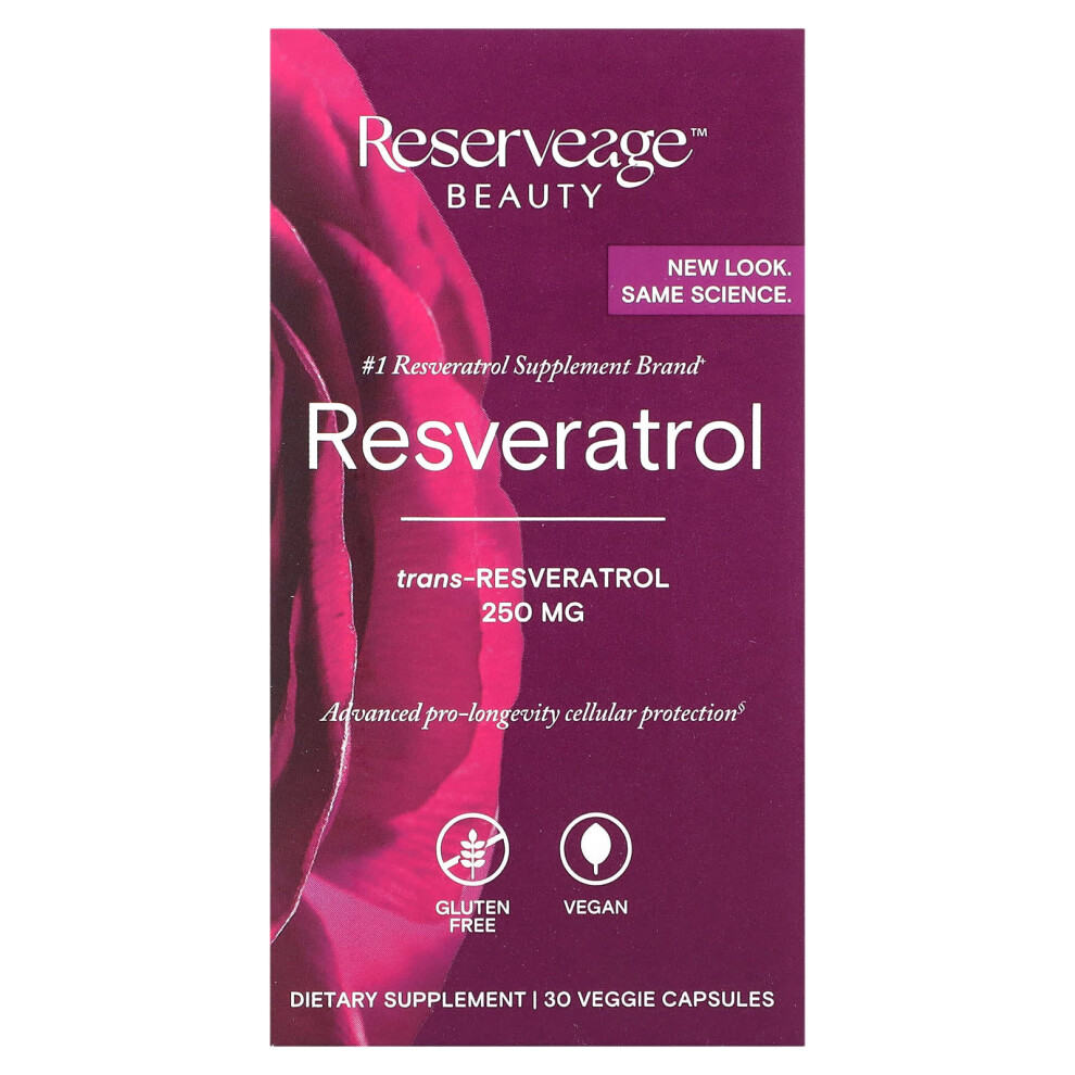 Reserveage Beauty , Resveratrol, 250 Mg, 30 Veggie Capsules