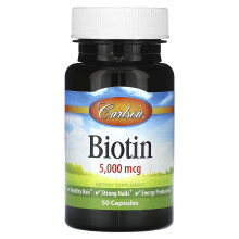 Carlson, Biotin, 5.000 mcg, 50 Kapseln