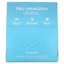 Tru Niagen, Erhöht NAD+, Nicotinamid Ribosid, Geschmacksneutral, 30 Beutel, je 0,14 Unzen (4 g)