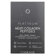 Codeage, Platine, Peptides de Multi-Collagène, Biotine, Kératine, Vitamine C, Non Aromatisé, 30 Sachets, 0,38 oz (11 g) Chacun