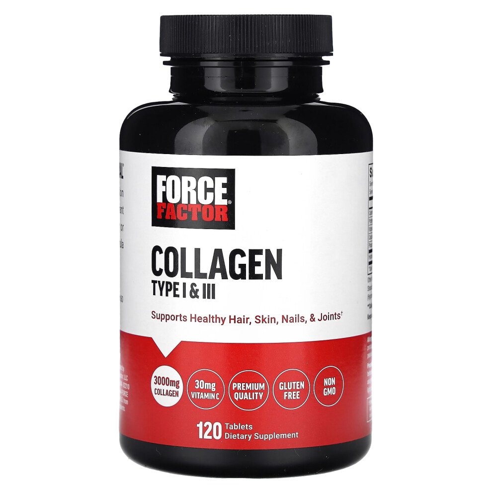 Force Factor , Collagen Type I & Iii, 3,000 Mg, 120 Tablets (1,000 Mg Per Tablet)