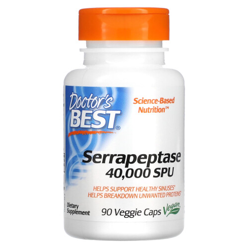 Doctor's Best, Serrapeptase, 40.000 SPU, 90 Veggie-Kapseln