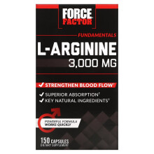 Force Factor, L-Arginine, 3 000 mg, 150 Gélules (600 mg par Gélule)