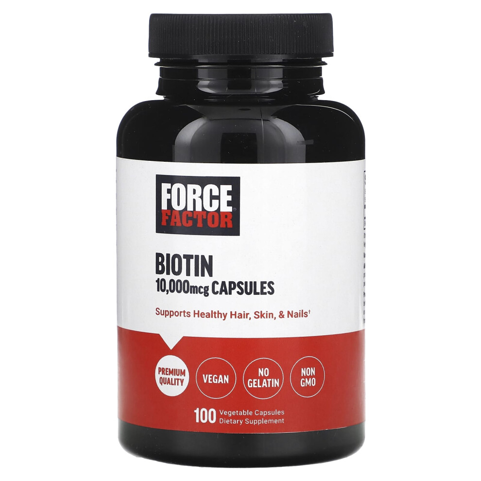 Force Factor , Biotin, 10,000 Mcg, 100 Vegetable Capsules