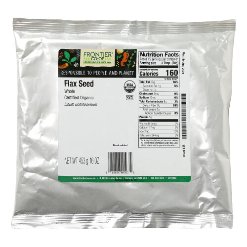 Frontier Co-op, Organic Whole Flax Seed, 16 oz (453 g) 1
