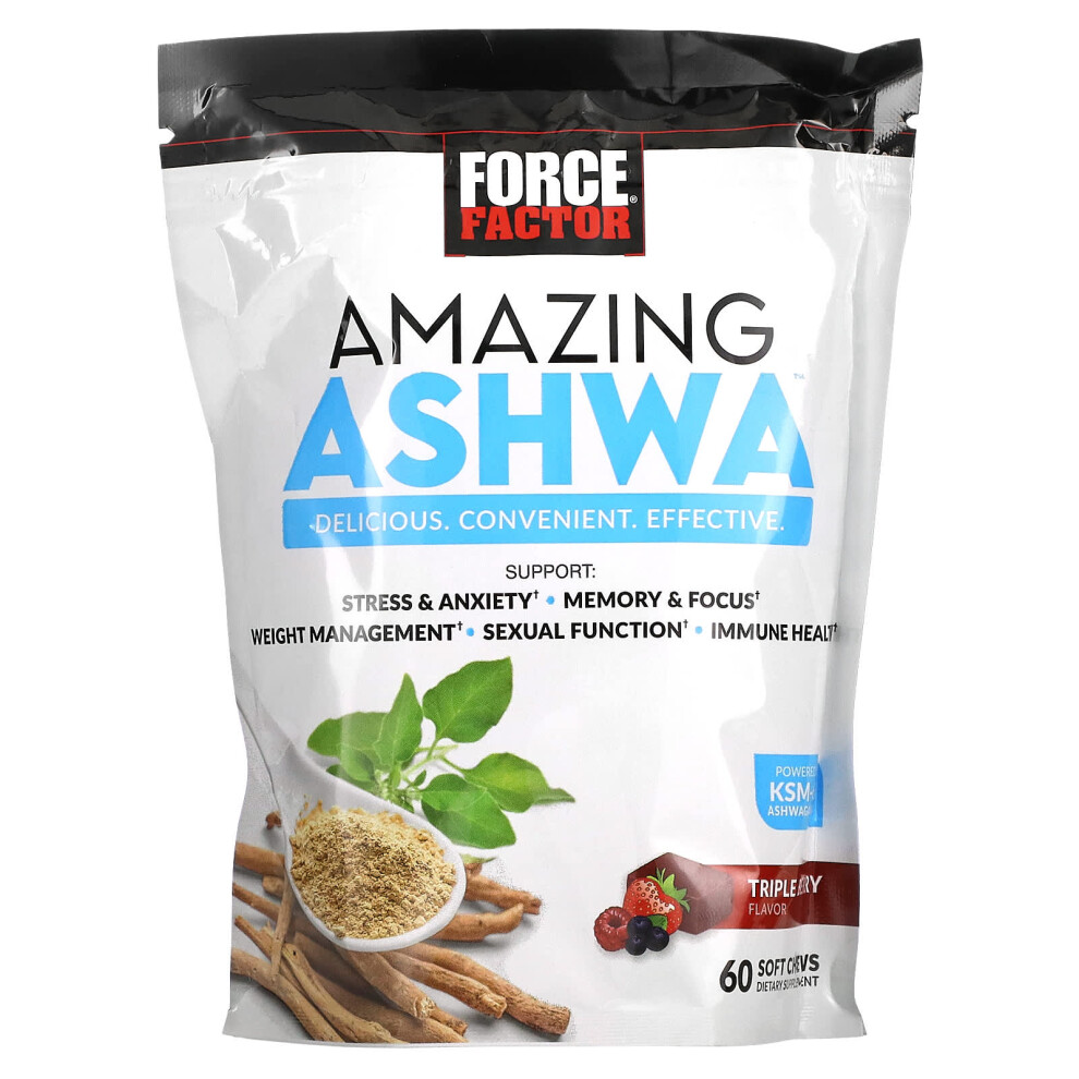 Force Factor , Amazing Ashwa, Triple Berry, 60 Soft Chews