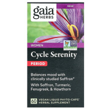 Gaia Herbs, Femmes, Sérénité du Cycle, Menstruation, 60 Phyto-Capsules Liquides Végétaliennes
