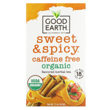 Good Earth Teas, Organic Flavored Herbal Tea, Sweet & Spicy, Caffeine Free, 18 Tea Bags, 1.3 oz (36.9 g)
