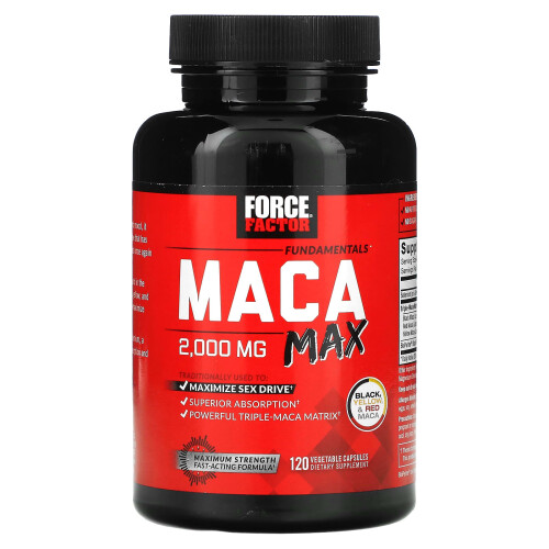 Force Factor, Fundamentals, Maca Max, 2,000 mg, 120 Vegetable Capsules (500 mg per Capsule) 1