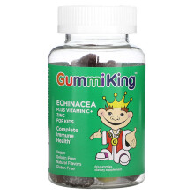 GummiKing, Echinacea Plus Vitamin C+ Zink für Kinder, Erdbeere, Orange, Zitrone, Traube, Kirsche und Grapefruit, 60 Gummibärchen