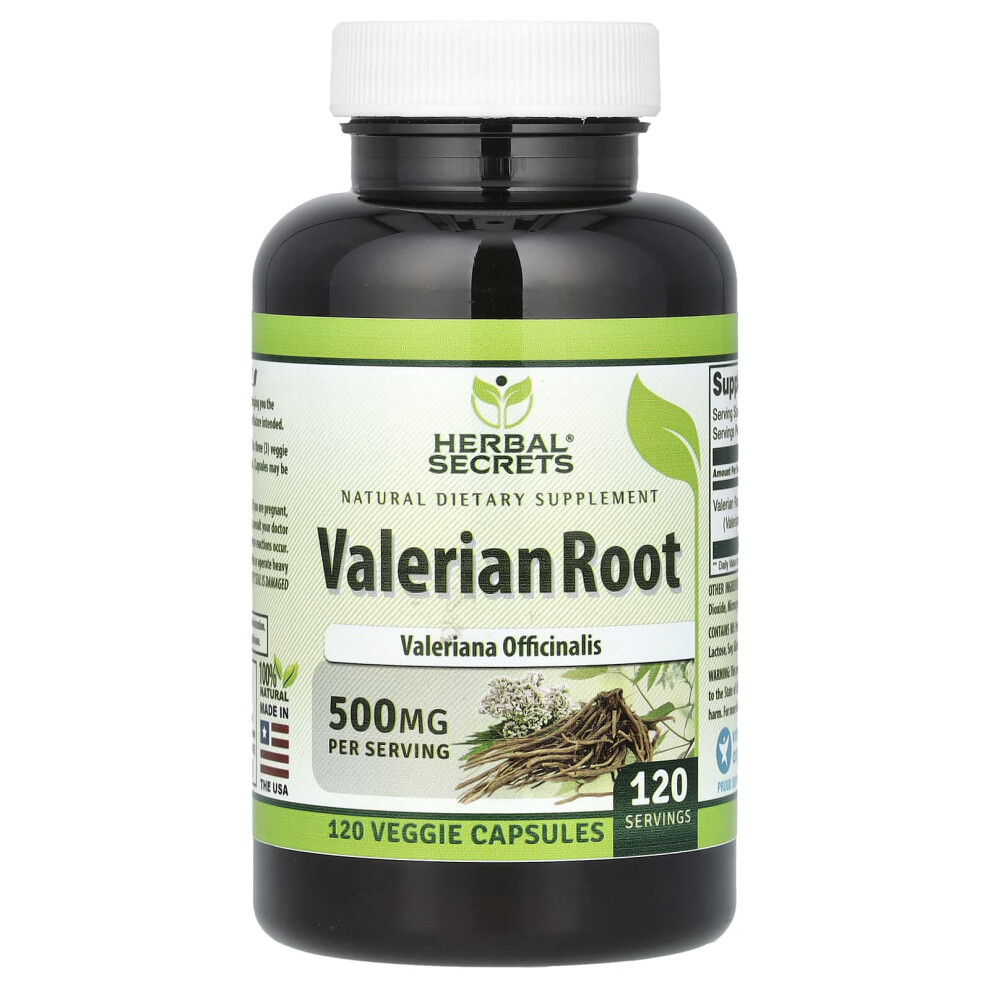 Herbal Secrets , Valerian Root, 500 Mg, 120 Veggie Capsules