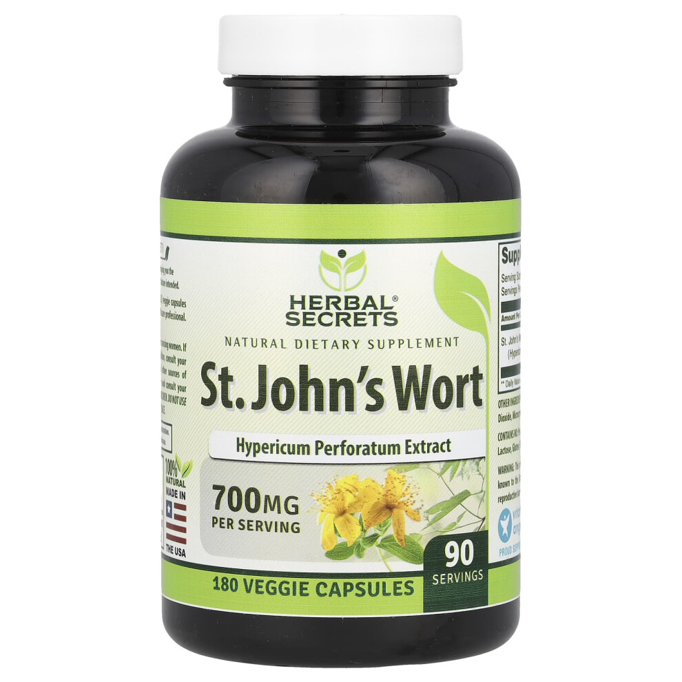Herbal Secrets , St. John's Wort, 700 Mg, 180 Veggie Capsules (350 Mg Per Capsule)