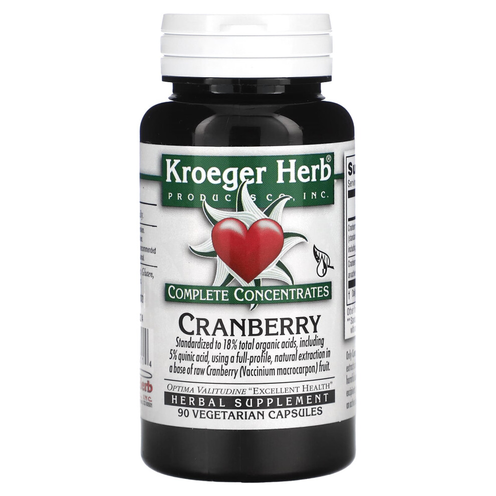 Kroeger Herb Co , Complete Concentrates, Cranberry, 90 Vegetarian Capsules