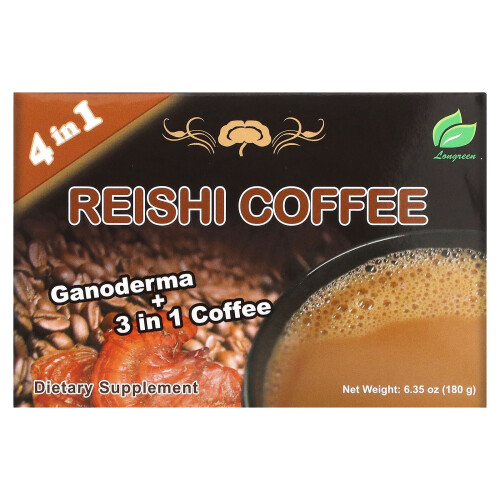 Longreen, Caffè Reishi 4 in 1, 10 Sachetti, 6,35 oz (180 g)