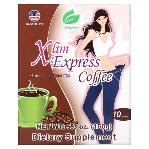 Longreen, Xlim Express Kaffe, 10 Portioner, 5,3 oz (150 g)