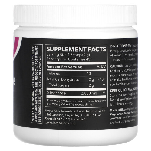 LifeSeasons, D-Mannose, 2.000 mg, 3,3 oz (94,97 g) 1