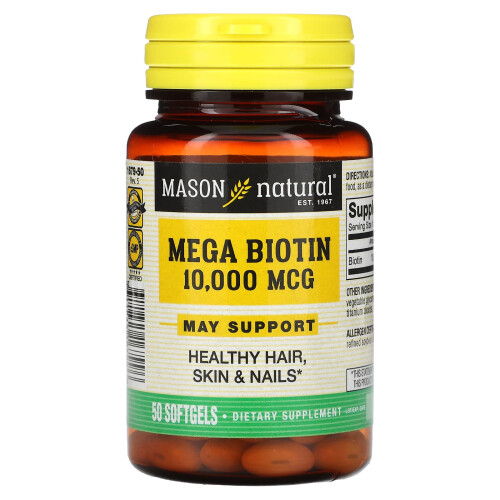Mason Natural, Mega Biotin, 10.000 mcg, 50 Softgels