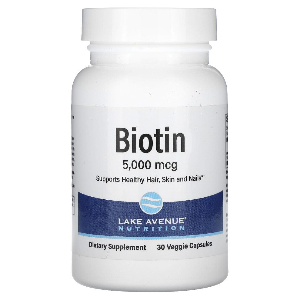 Lake Avenue Nutrition , Biotin, 5,000 Mcg, 30 Veggie Capsules