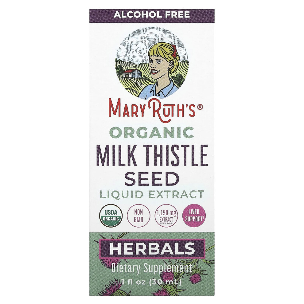 Maryruth's , Organic Milk Thistle Seed Liquid Extract, Alcohol Free, 1,190 Mg, 1 Fl Oz (30 Ml)