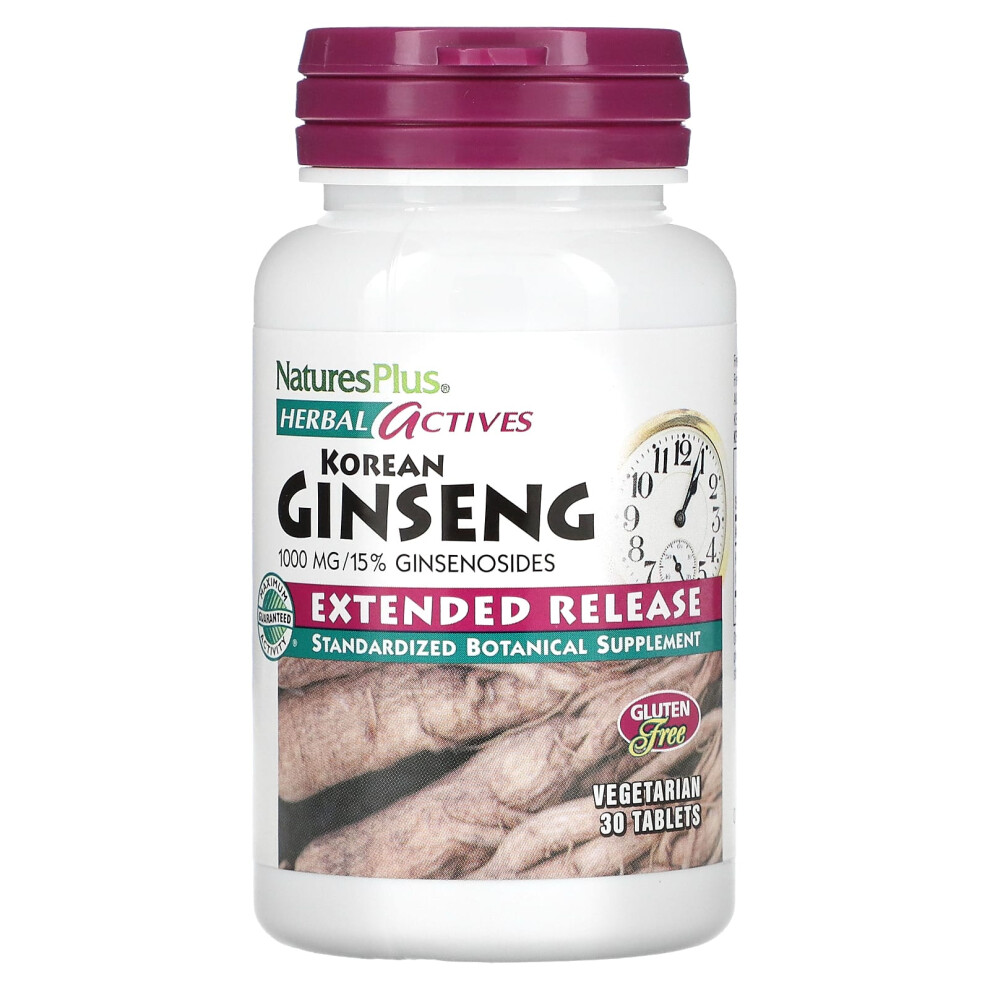Naturesplus , Herbal Actives, Korean Ginseng, Extended Release, 1,000 Mg, 30 Vegetarian Tablets