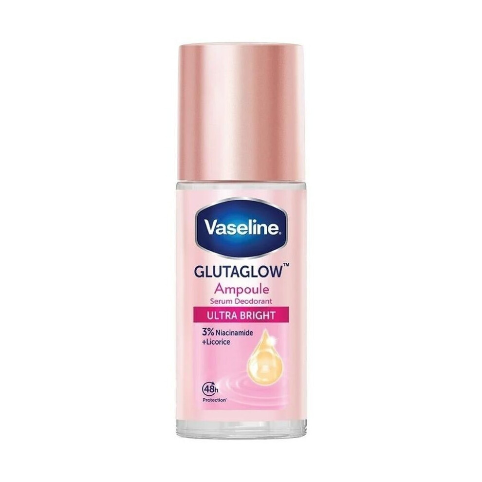 Vaseline GLUTAGLOW Ultra-Bright Ampoule Serum Deodorant 45ml | Anti-Perspirant with 48H Protection | Odor Control