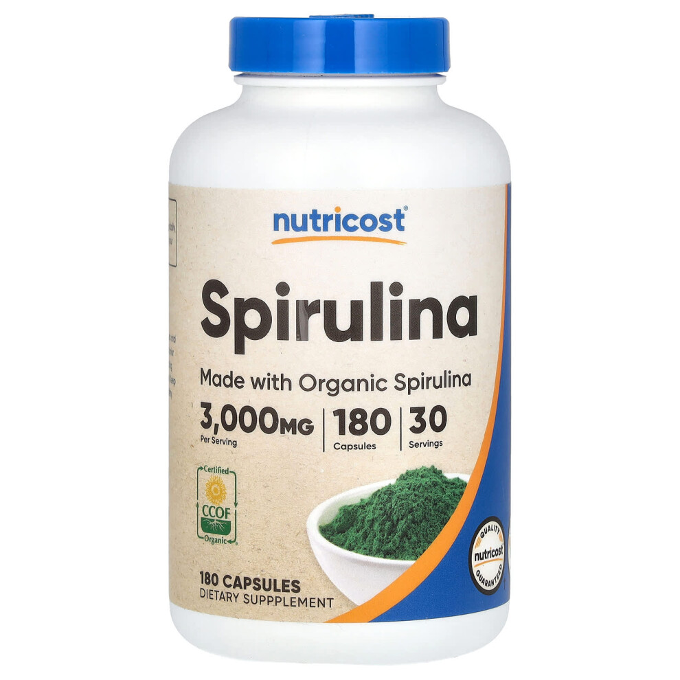 Nutricost , Spirulina, 3,000 Mg, 180 Capsules (500 Mg Per Capsule)