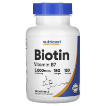 Nutricost, Biotin, 5.000 mcg, 150 Weichkapseln