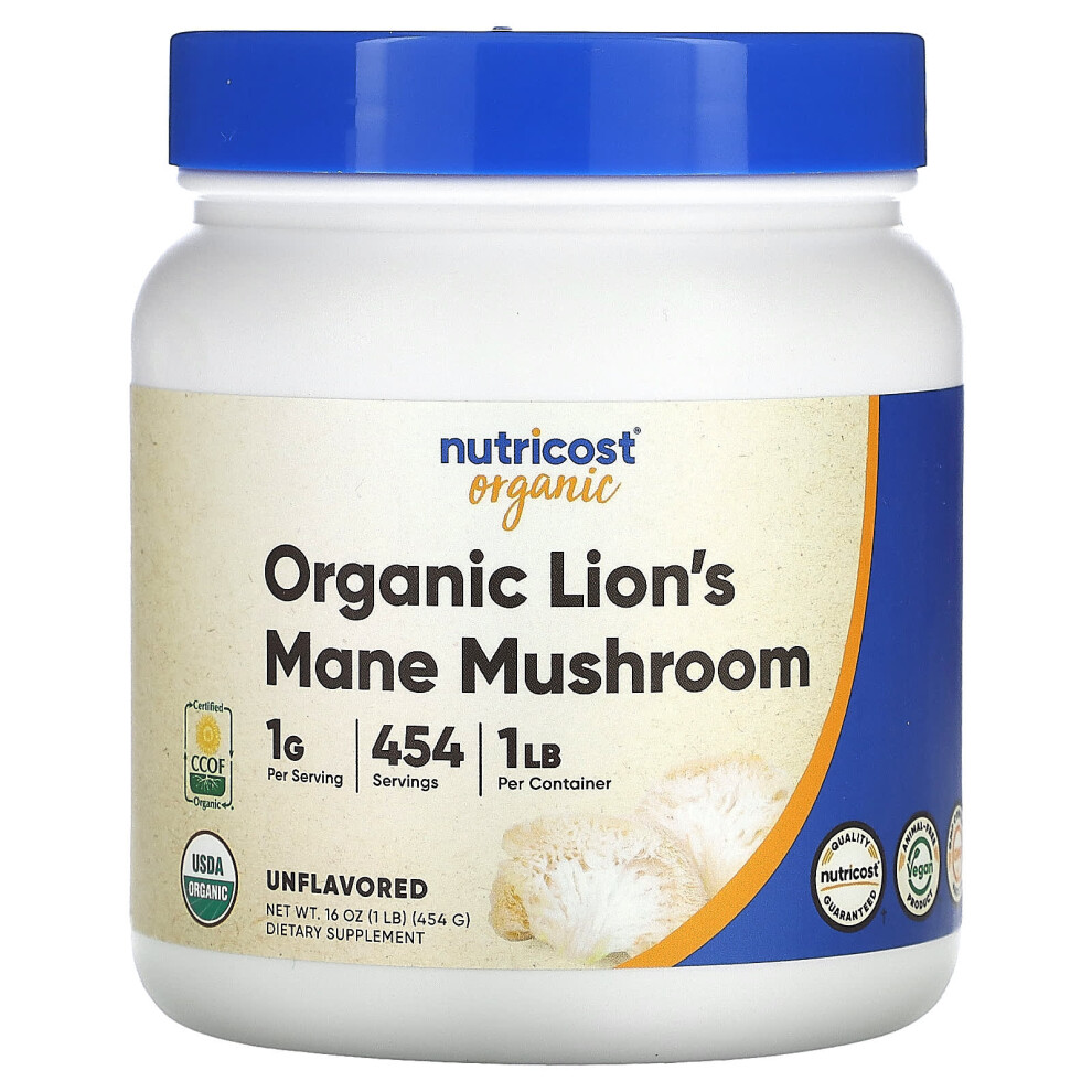 Nutricost , Organic Lion's Mane Mushroom, Unflavored, 1 Lb (454 G)