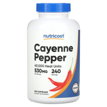 Nutricost, Cayennepfeffer, 40.000 Schärfeeinheiten, 530 mg, 240 Kapseln