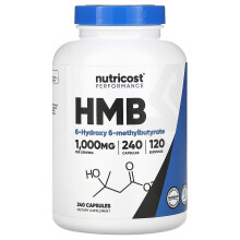 Nutricost, HMB, B-Hydroxy-B-méthylbutyrate, 1 000 mg, 240 Gélules (500 mg par Gélule)
