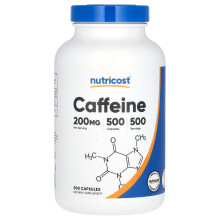 Nutricost, Koffein, 200 mg, 500 Kapseln